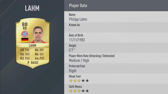 Carte Philipp Lahm dans Fifa 17