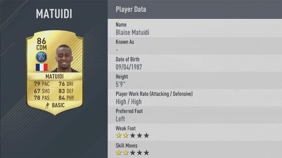 Carte Blaise Matuidi dans Fifa 17